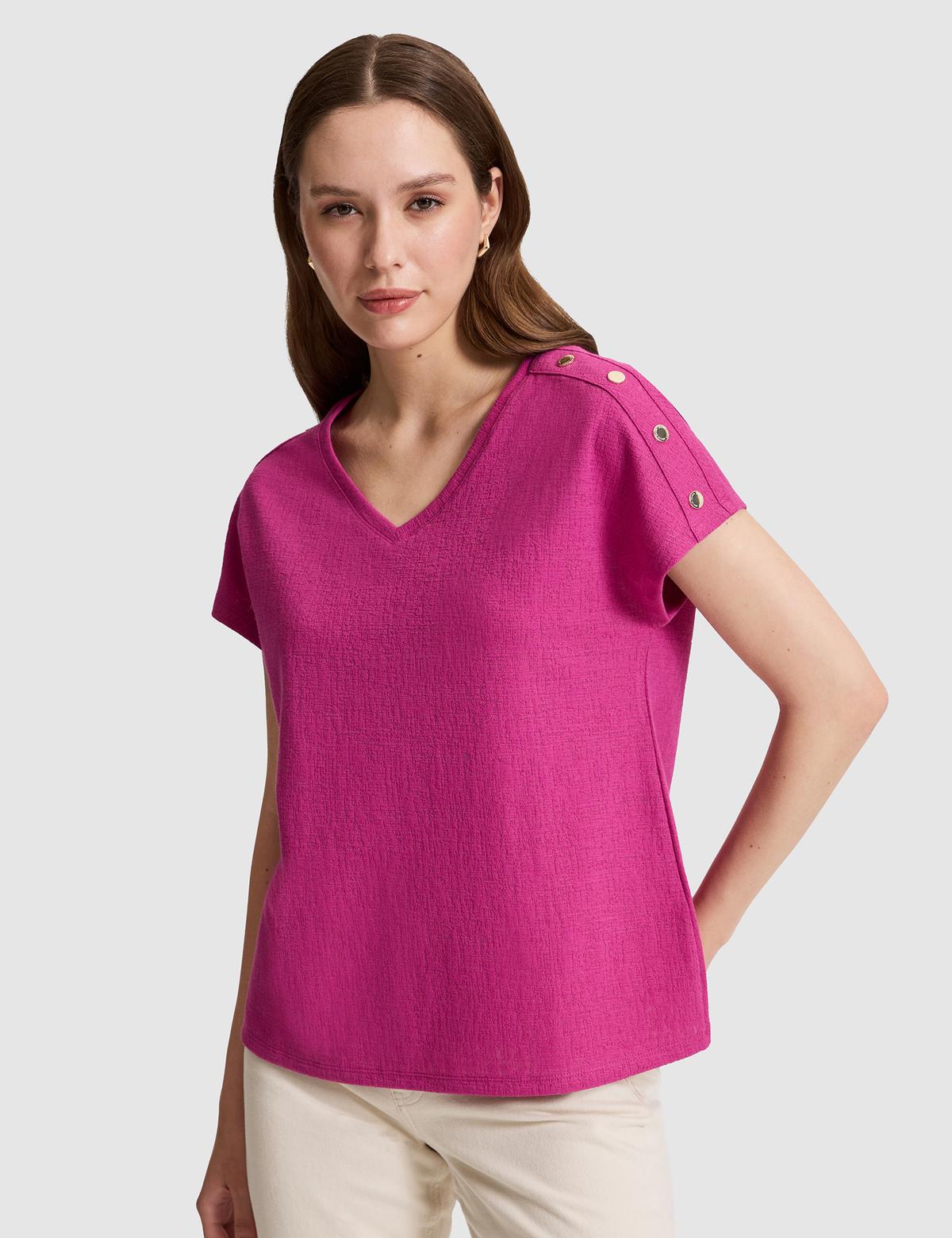 Fuşya Comfort Fit Tişört - 50323604017