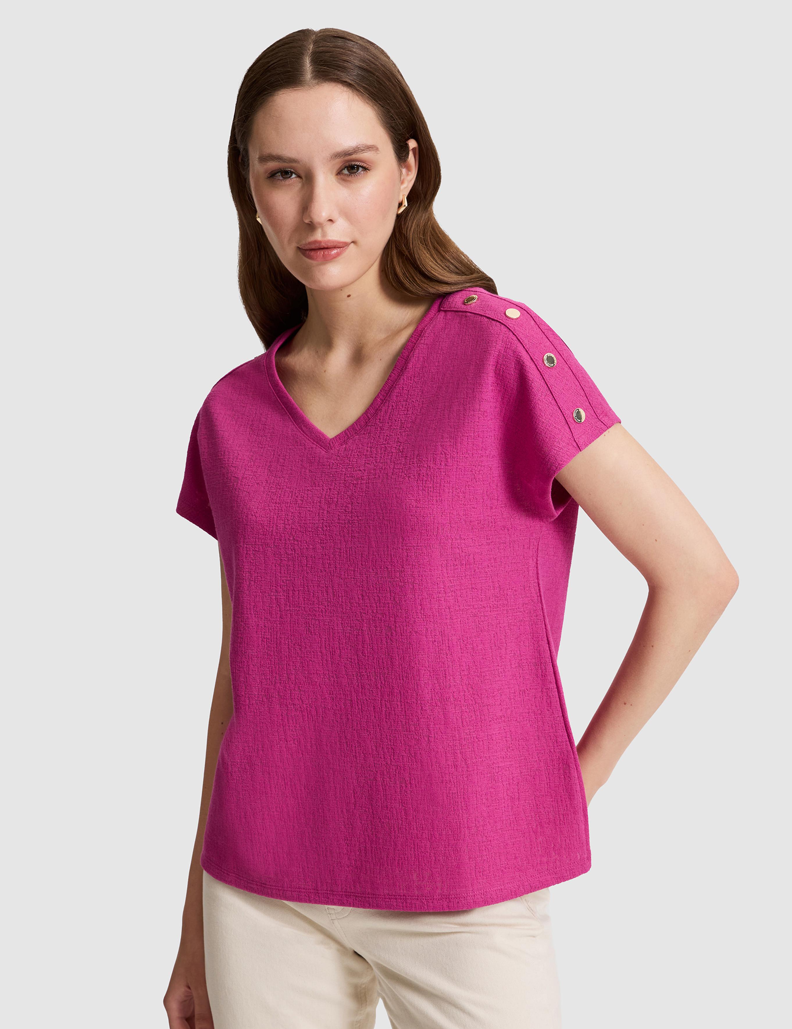 Fuşya Comfort Fit Tişört