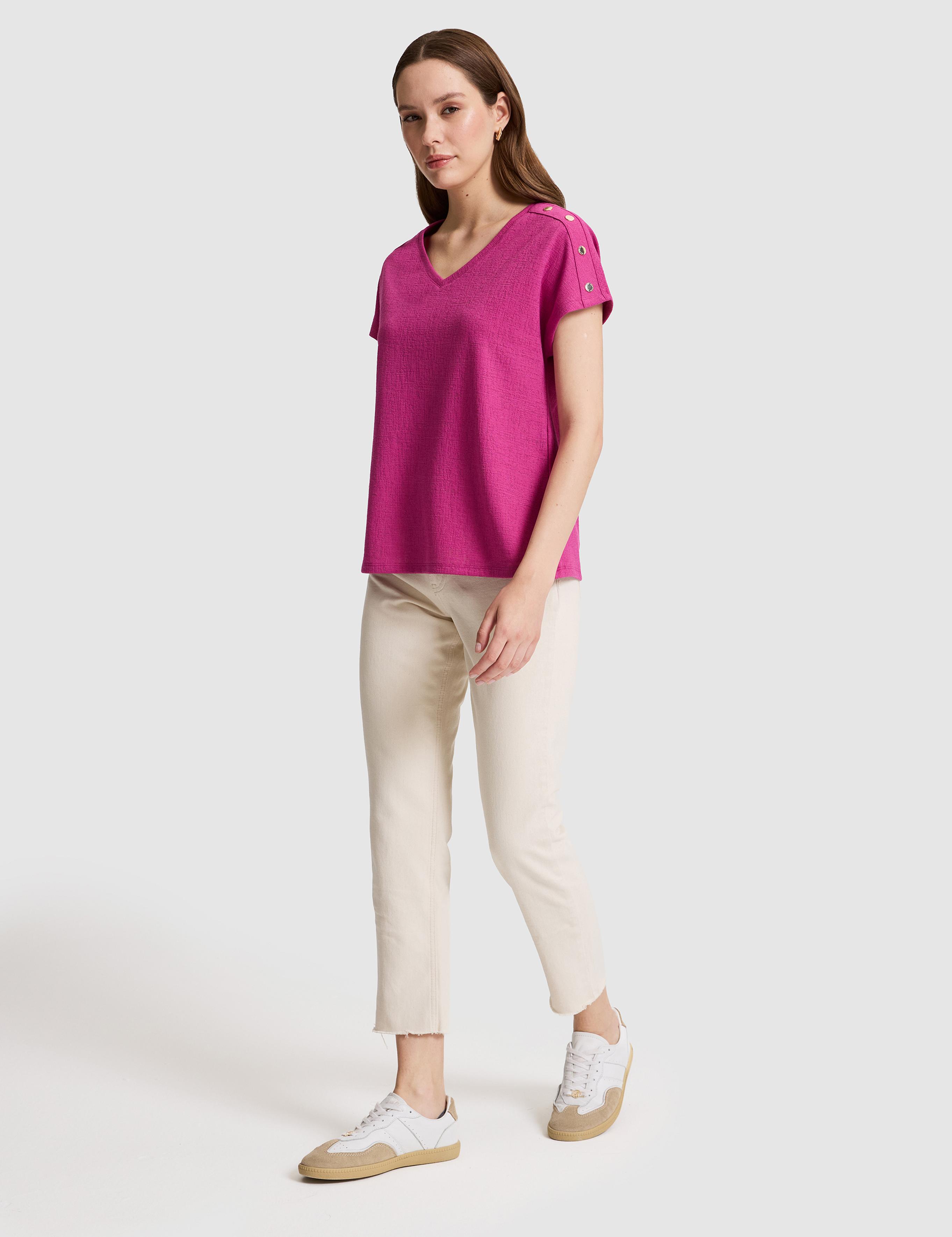 Fuşya Comfort Fit Tişört
