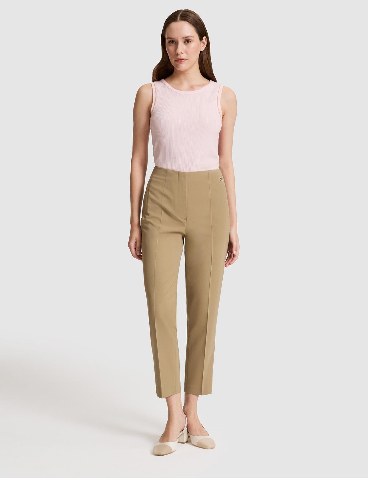 Açık Pembe Slim Fit Örme Bluz - 50324123022