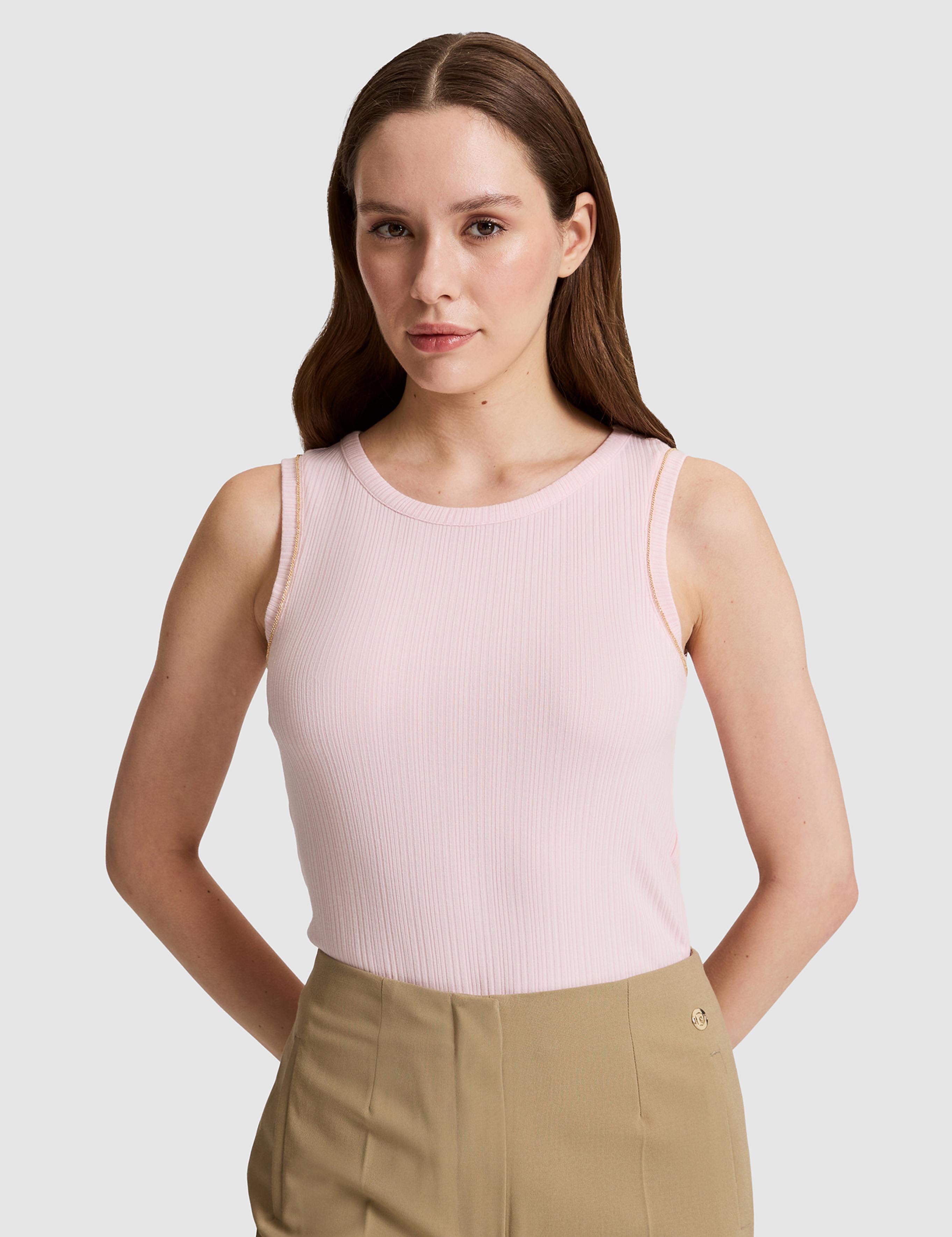 Açık Pembe Slim Fit Örme Bluz
