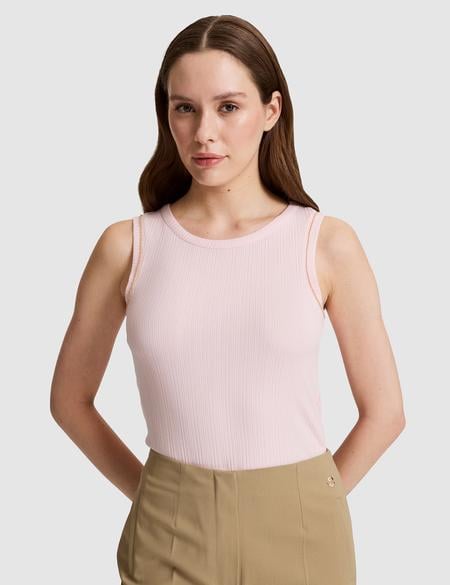 Açık Pembe Slim Fit Örme Bluz - 50324123022