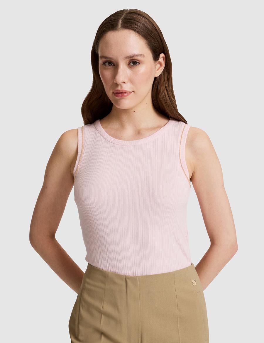 Açık Pembe Slim Fit Örme Bluz