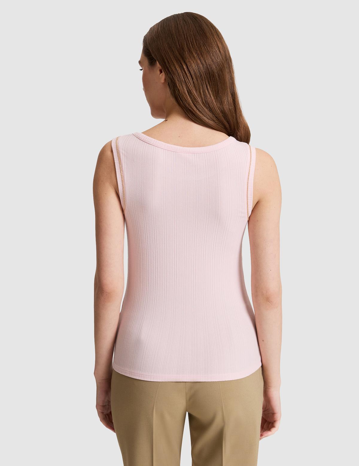 Açık Pembe Slim Fit Örme Bluz - 50324123022