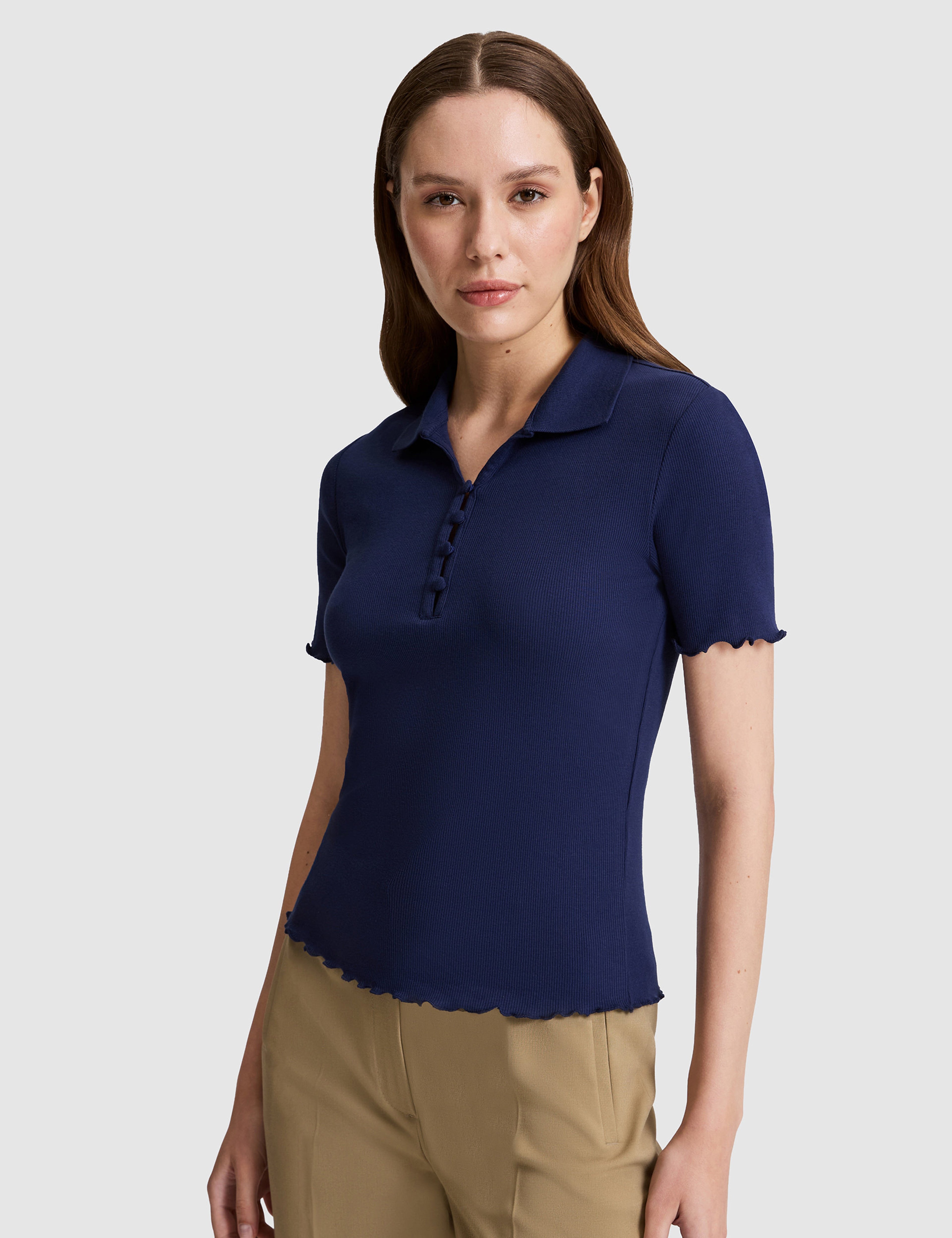 Lacivert Slim Fit Polo Yaka Tişört - Image 3