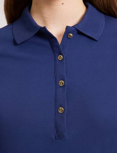 Lacivert Slim Fit Pamuklu Polo Yaka Basic Tişört