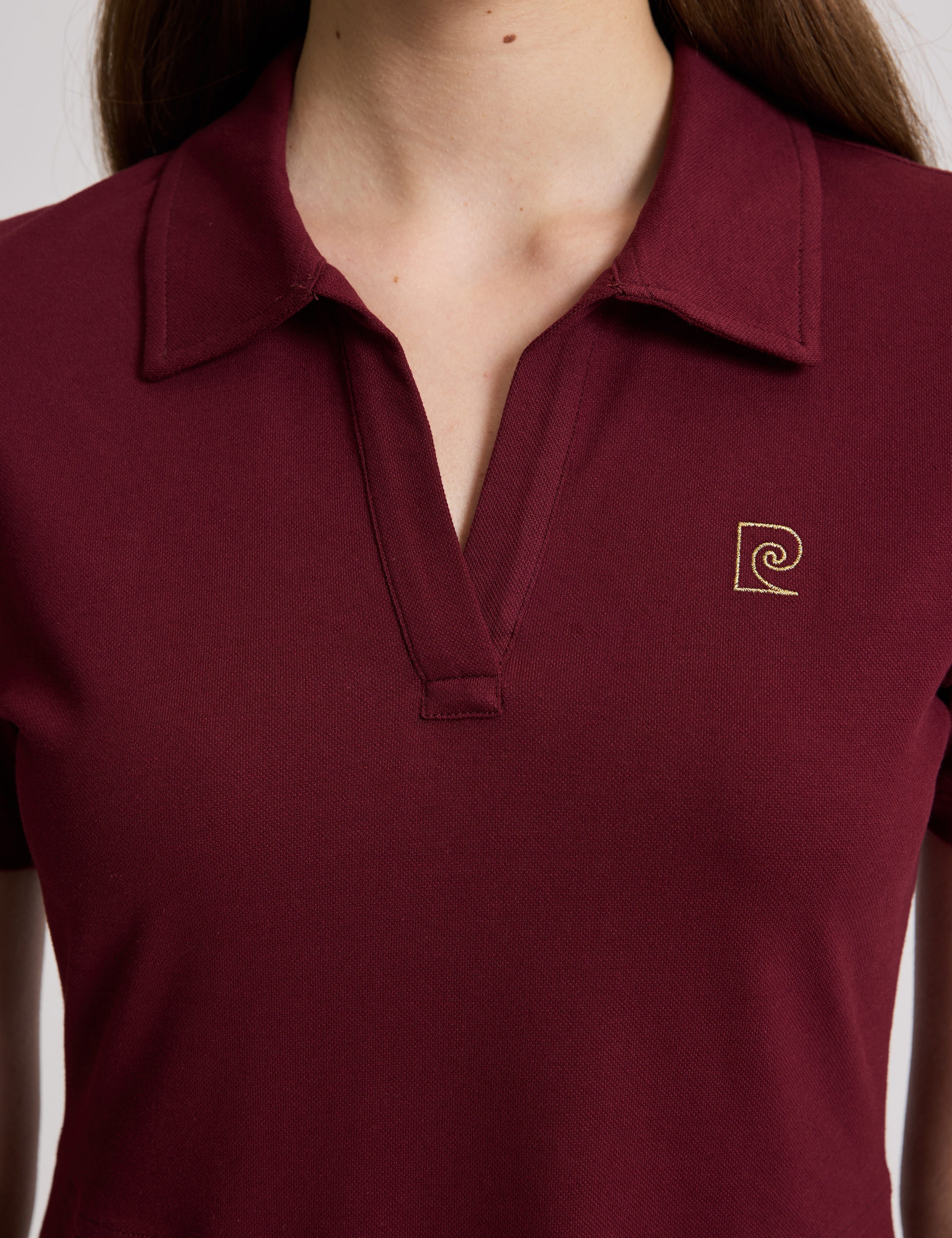Vişne Apaş Yaka A Kesim Örme Elbise