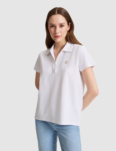 Beyaz Comfort Fit Polo Yaka Tişört