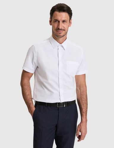 Beyaz Regular Fit Kısa Kollu Gömlek