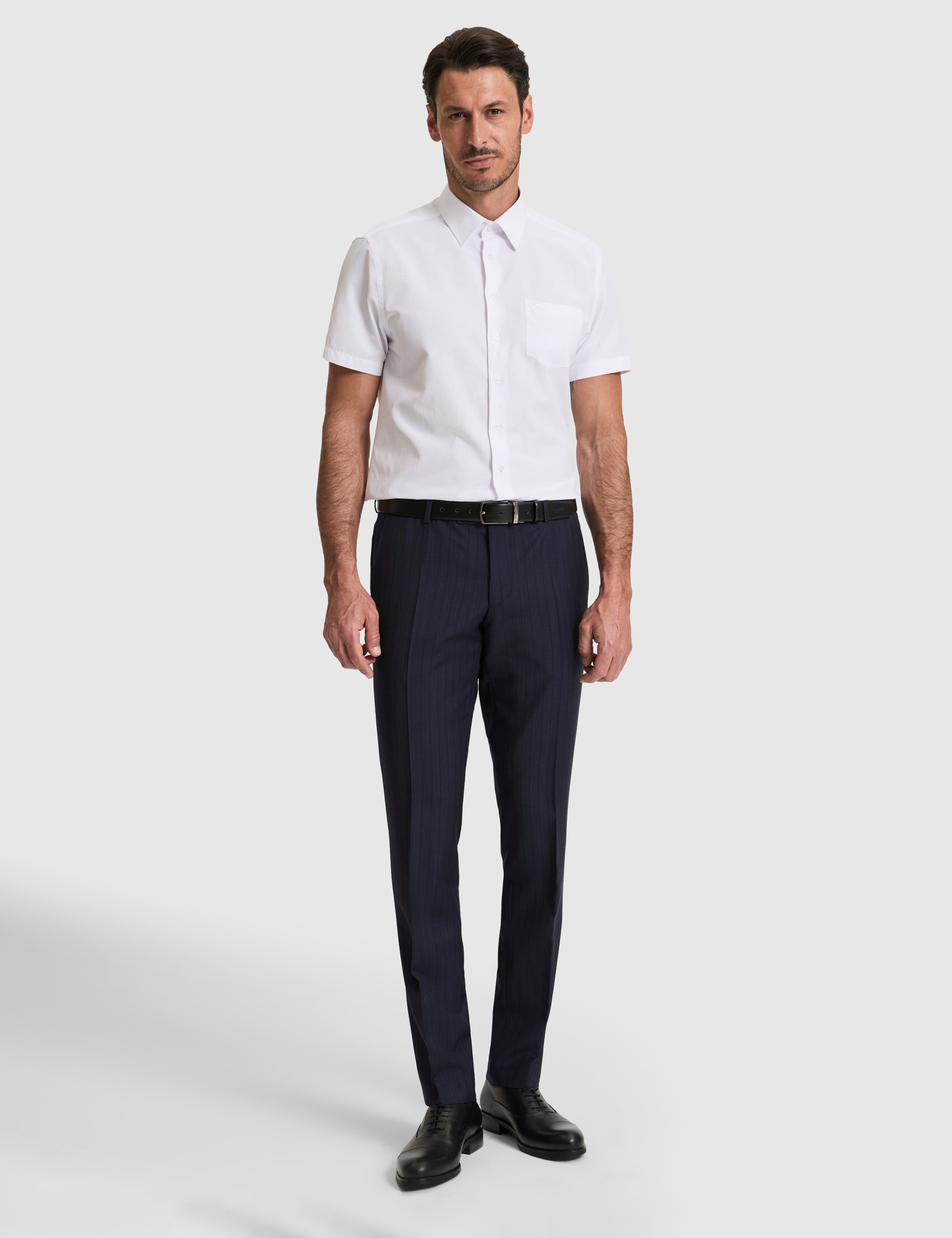 Beyaz Regular Fit Kısa Kollu Gömlek - Image 4