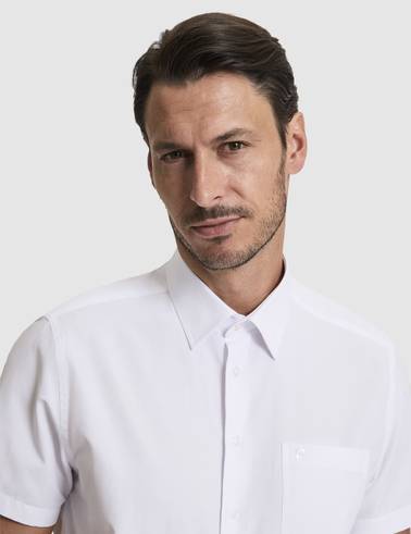 Beyaz Regular Fit Kısa Kollu Gömlek