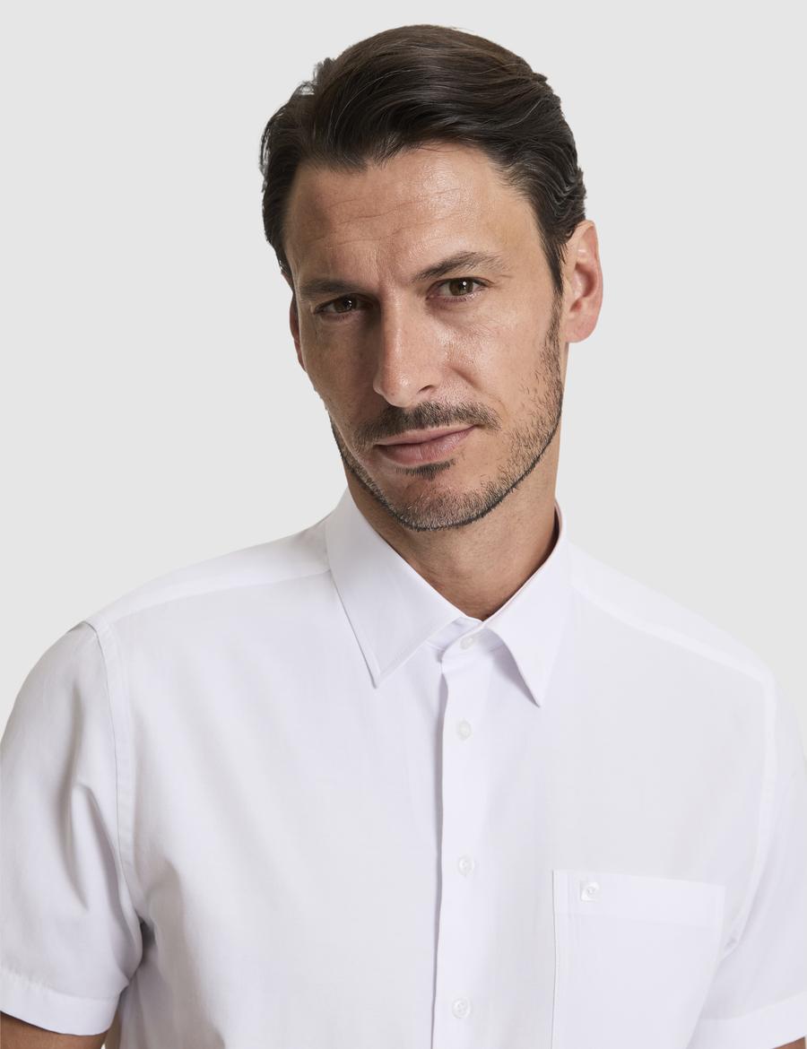 Beyaz Regular Fit Kısa Kollu Gömlek