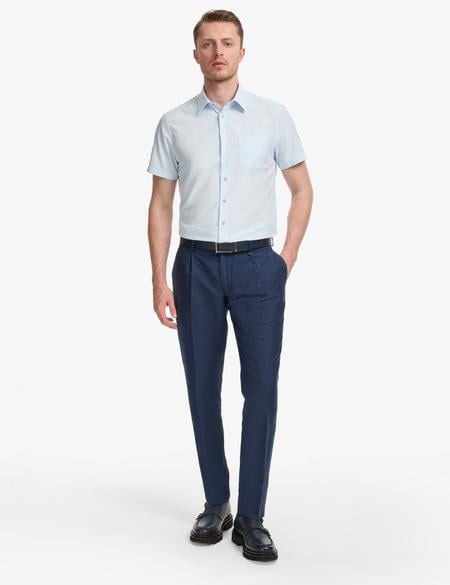 Açık Mavi Regular Fit Kısa Kollu Gömlek - 50325339005