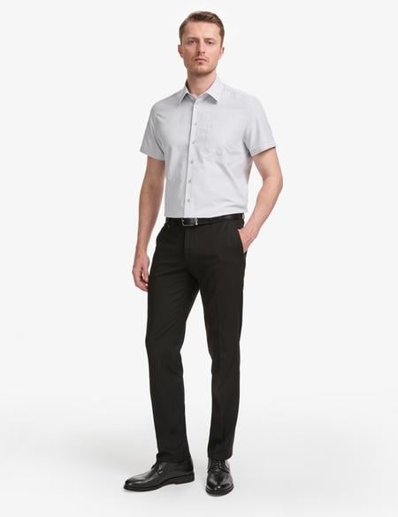 Açık Gri Regular Fit Kısa Kollu Gömlek - 50325339023