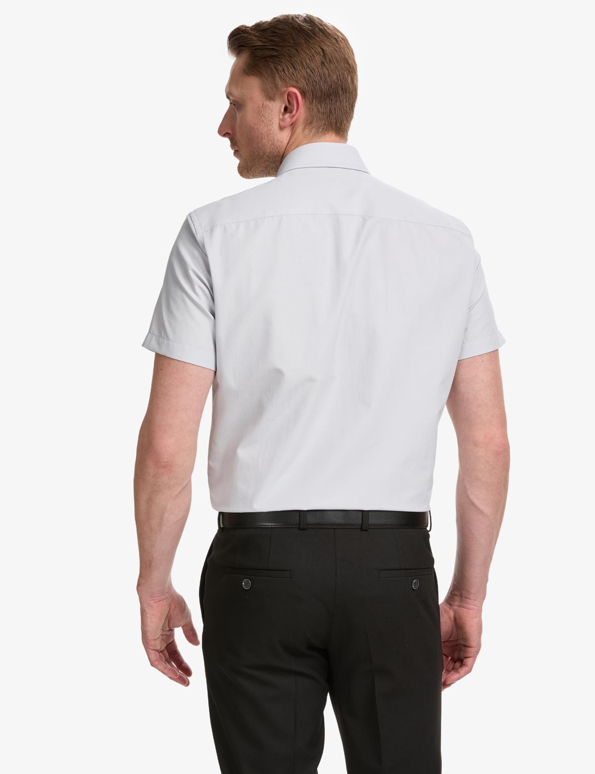 Açık Gri Regular Fit Kısa Kollu Gömlek - 50325339023
