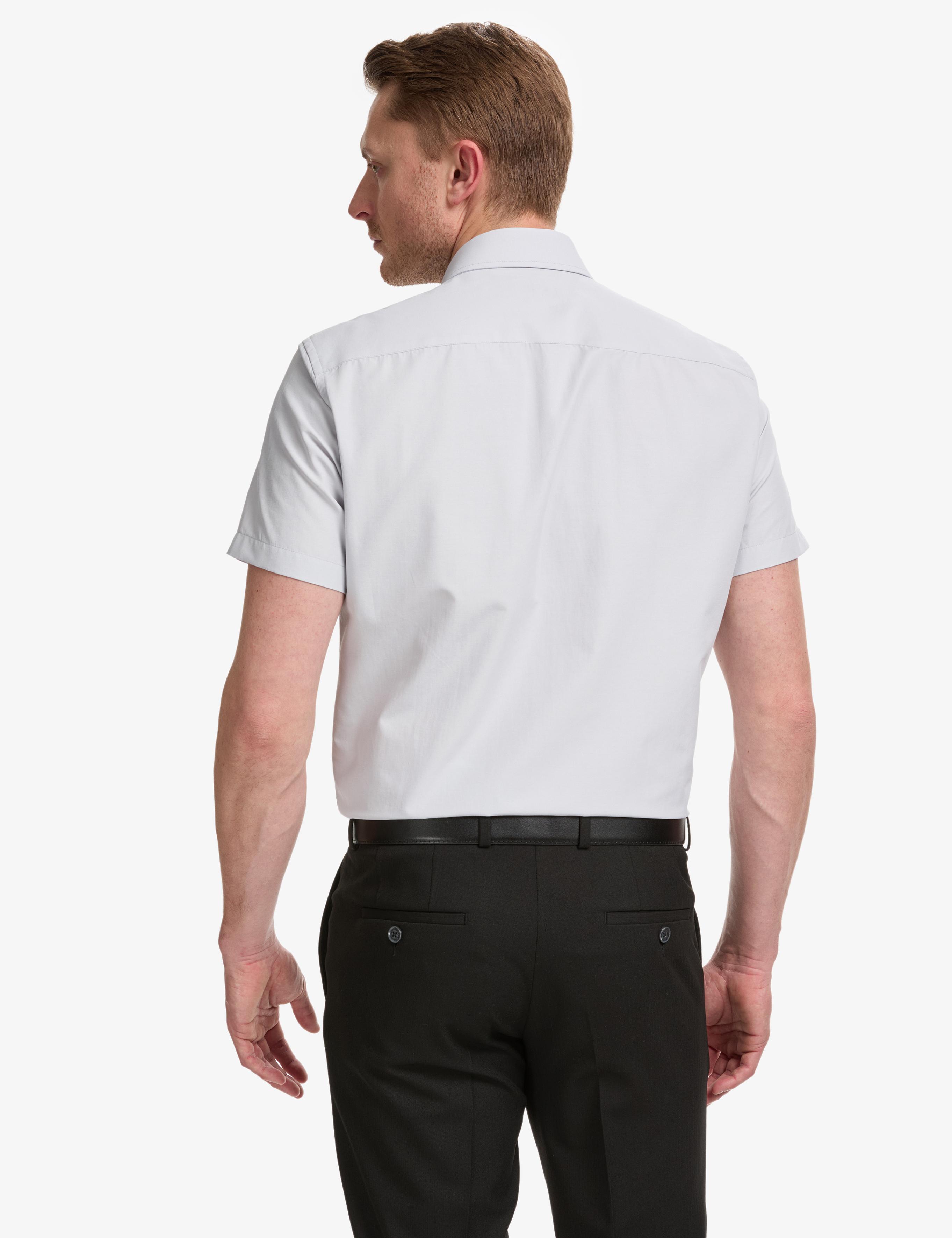 Açık Gri Regular Fit Kısa Kollu Gömlek