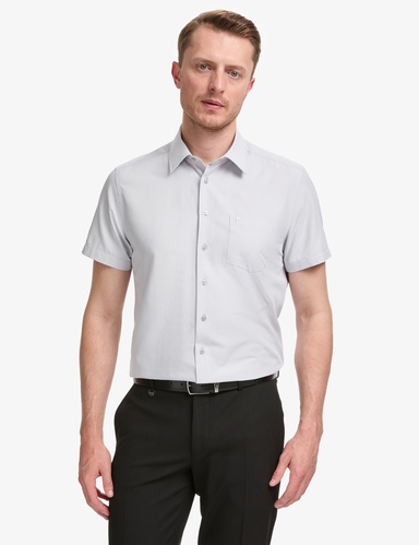 Açık Gri Regular Fit Kısa Kollu Gömlek
