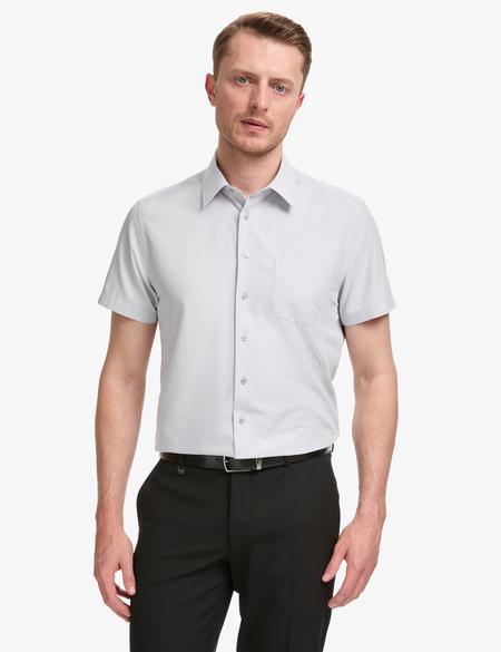 Açık Gri Regular Fit Kısa Kollu Gömlek - 50325339023