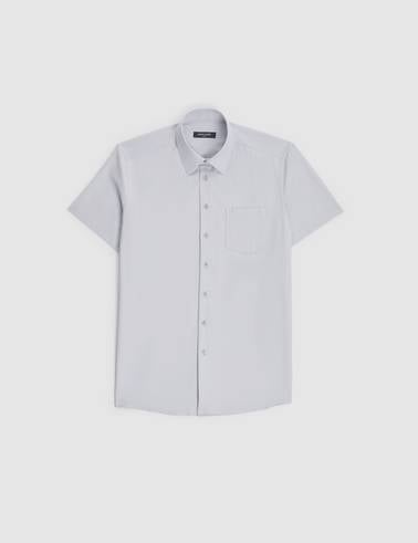 Açık Gri Regular Fit Kısa Kollu Gömlek
