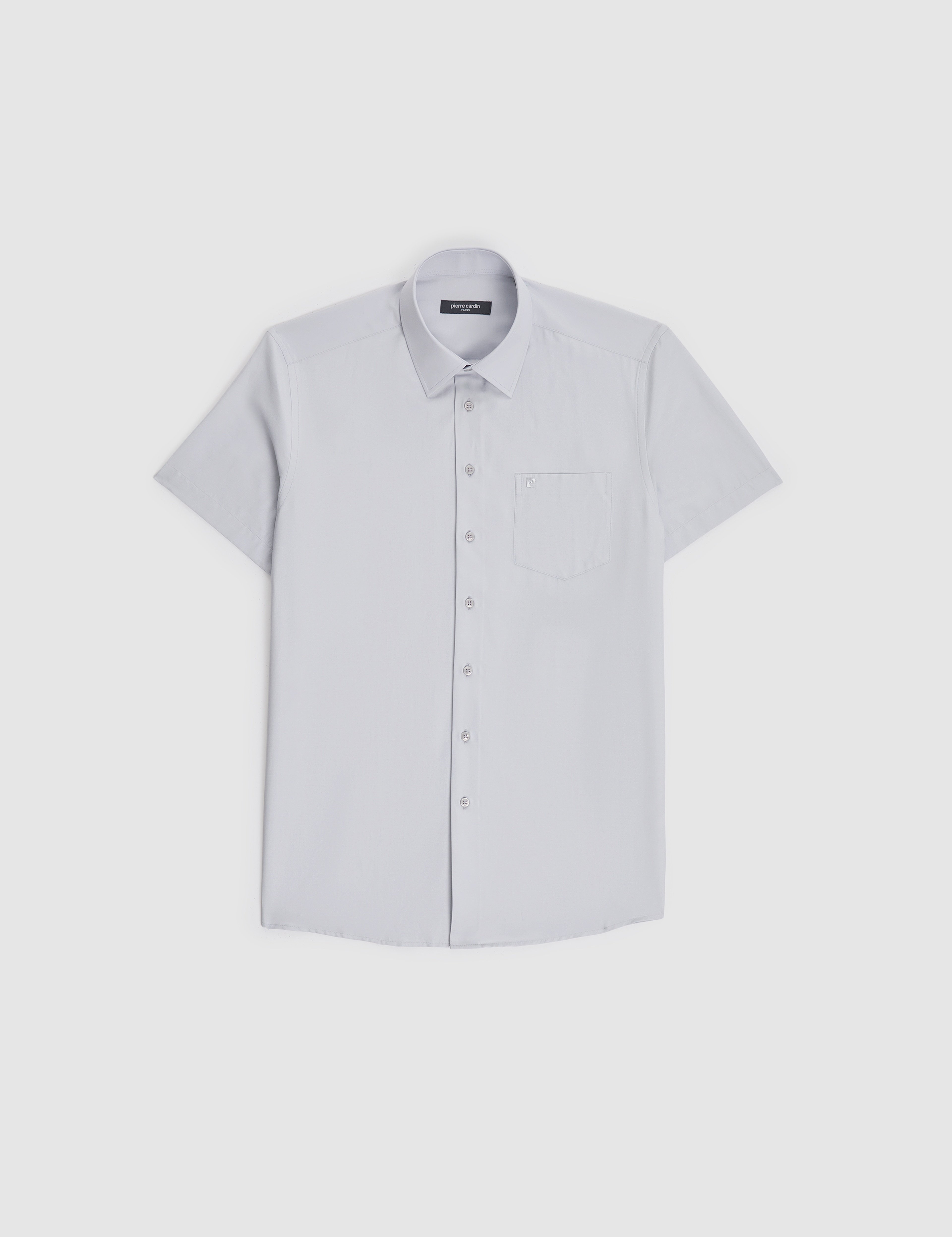 Açık Gri Regular Fit Kısa Kollu Gömlek - Image 6
