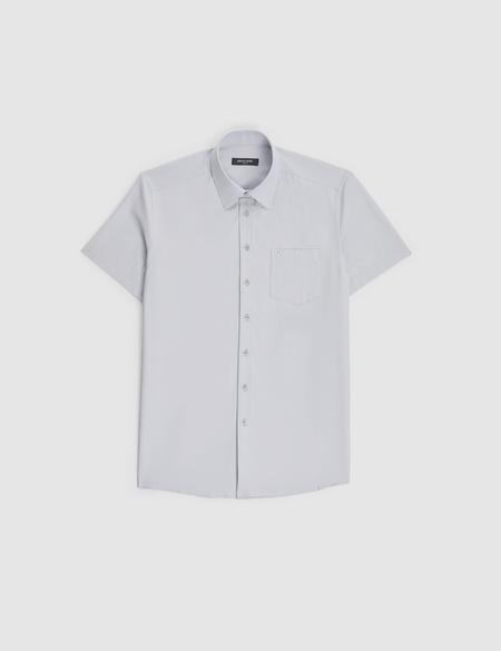 Açık Gri Regular Fit Kısa Kollu Gömlek - 50325339023