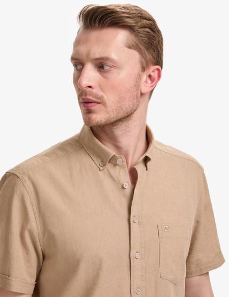 Vizon Keten Karışımlı Regular Fit Kısa Kollu Gömlek - 50325340051