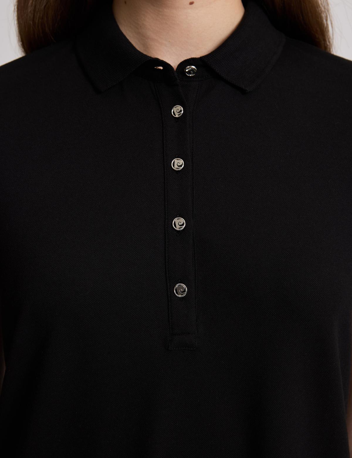 Siyah Polo Yaka A Kesim Örme Elbise - 50326877029