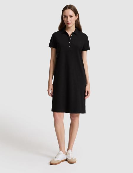 Siyah Polo Yaka A Kesim Örme Elbise - 50326877029