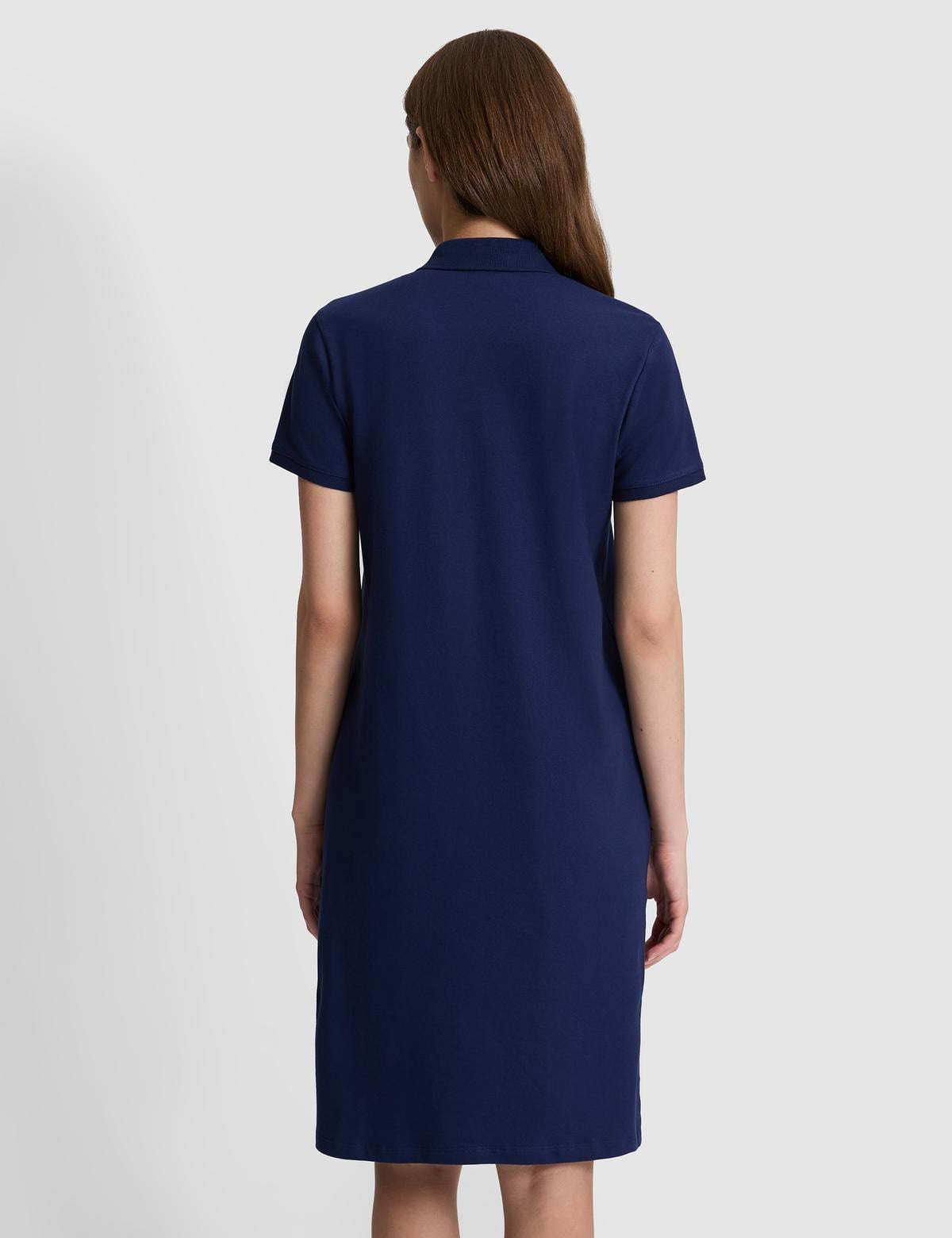 Lacivert Polo Yaka A Kesim Örme Elbise - 50326877022