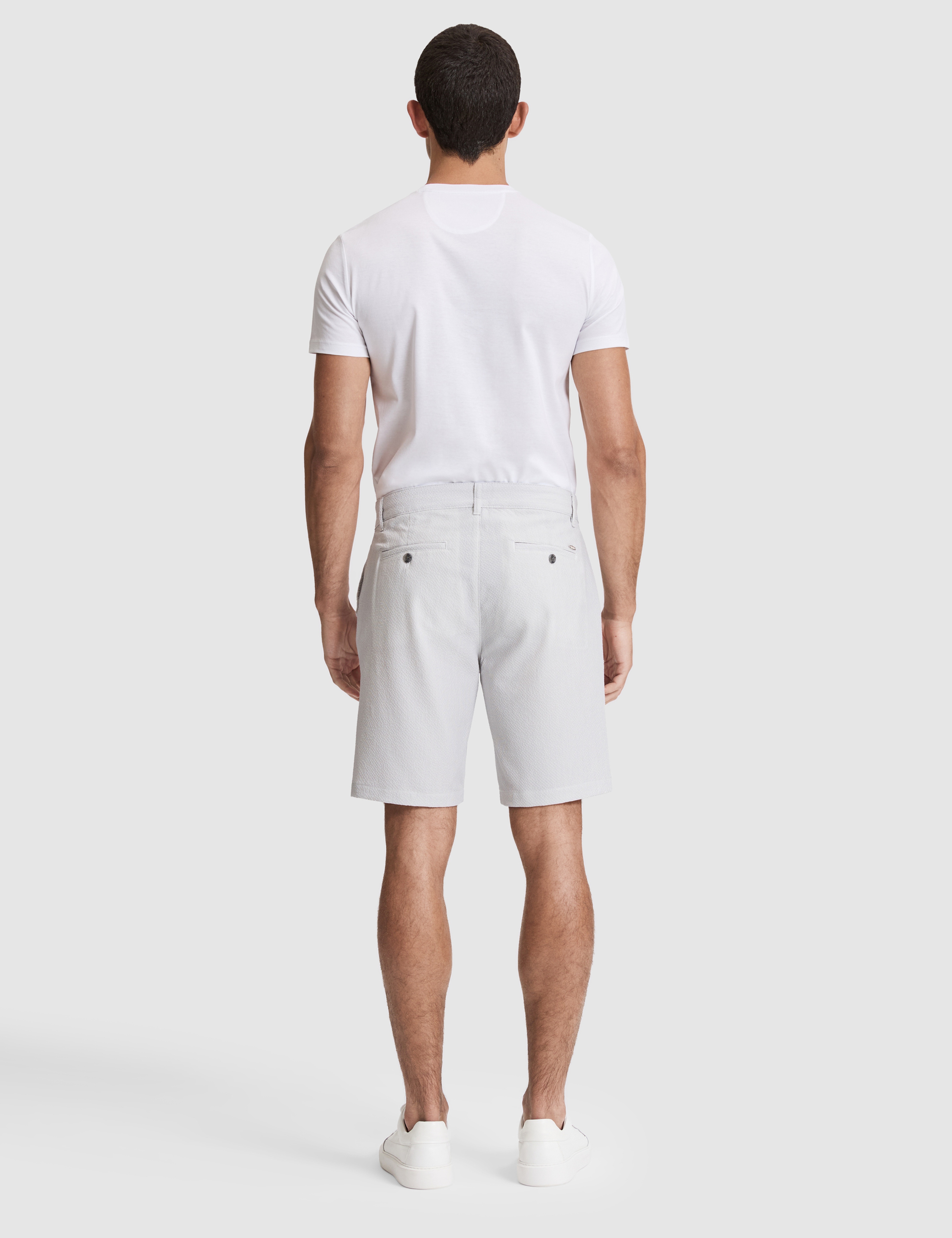 Gri Slim Fit Gofre Dokuma Şort - Image 5