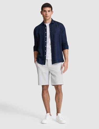 Gri Slim Fit Gofre Dokuma Şort