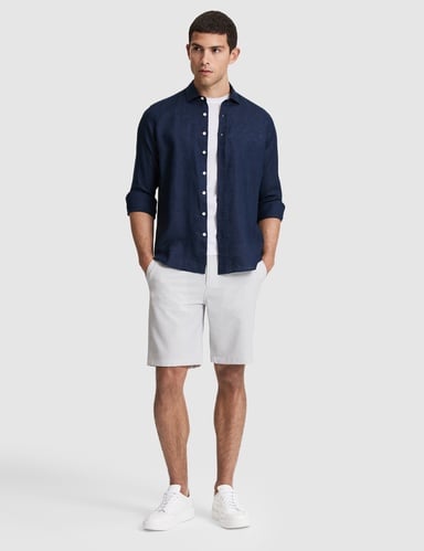 Gri Slim Fit Gofre Dokuma Şort