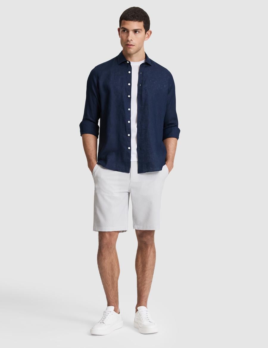 Gri Slim Fit Gofre Dokuma Şort