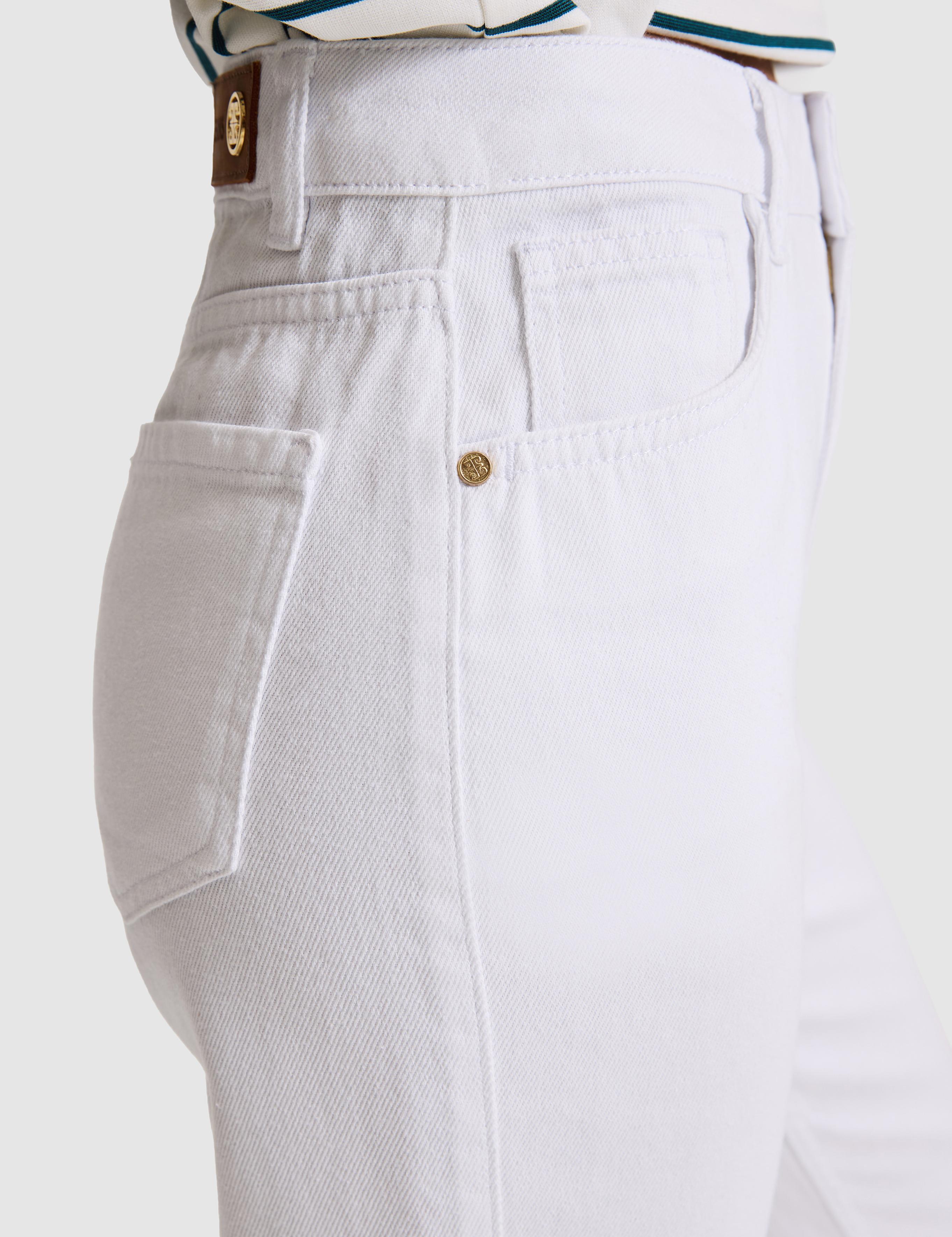 Beyaz Mom High Waist Fit Jean Pantolon