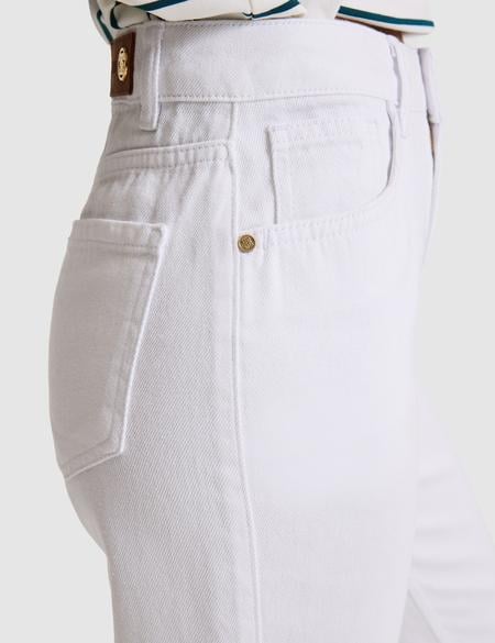 Beyaz Mom High Waist Fit Jean Pantolon - 50313234011