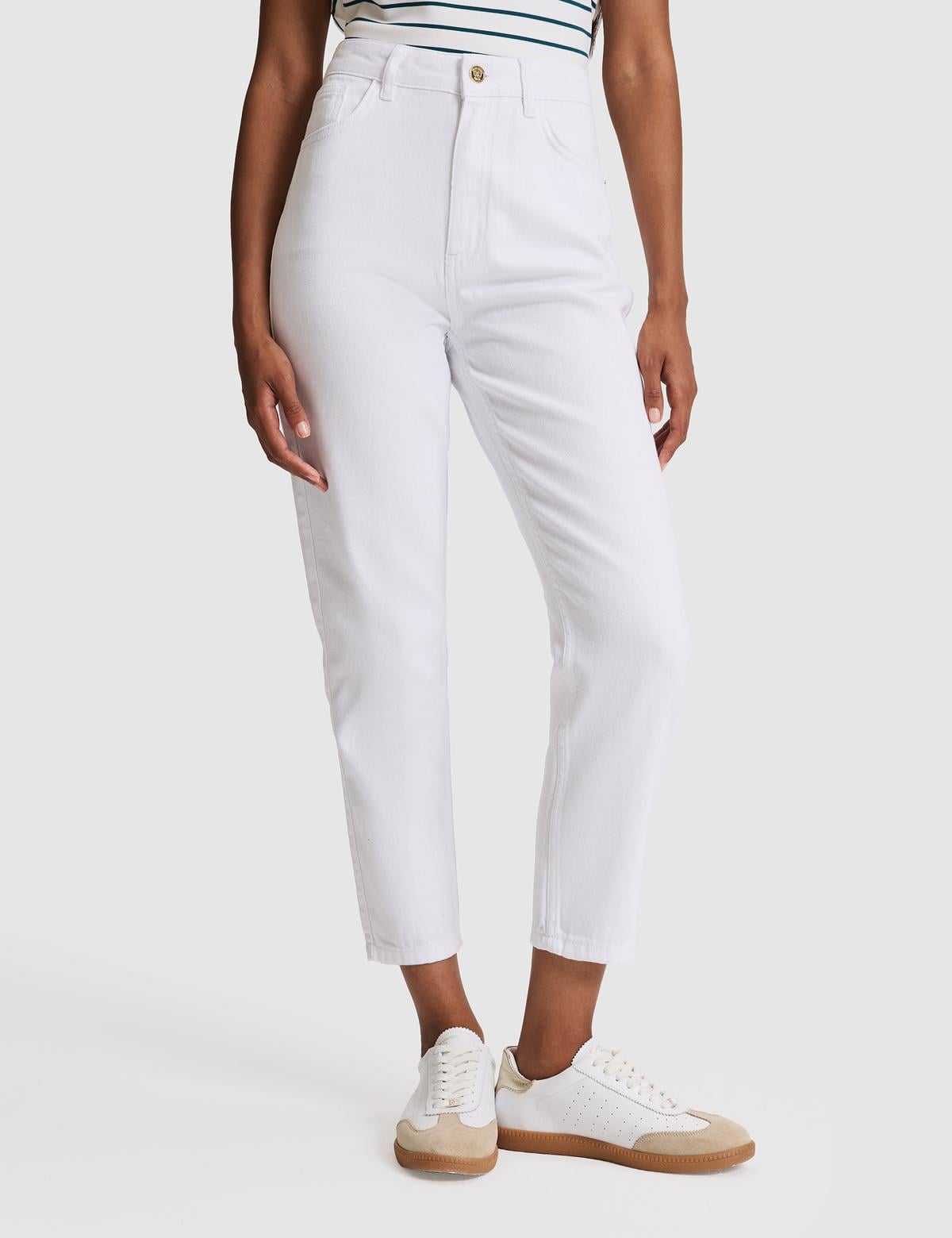 Beyaz Mom High Waist Fit Jean Pantolon - 50313234011
