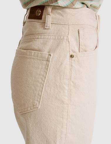 Bej Mom High Waist Fit Jean Pantolon