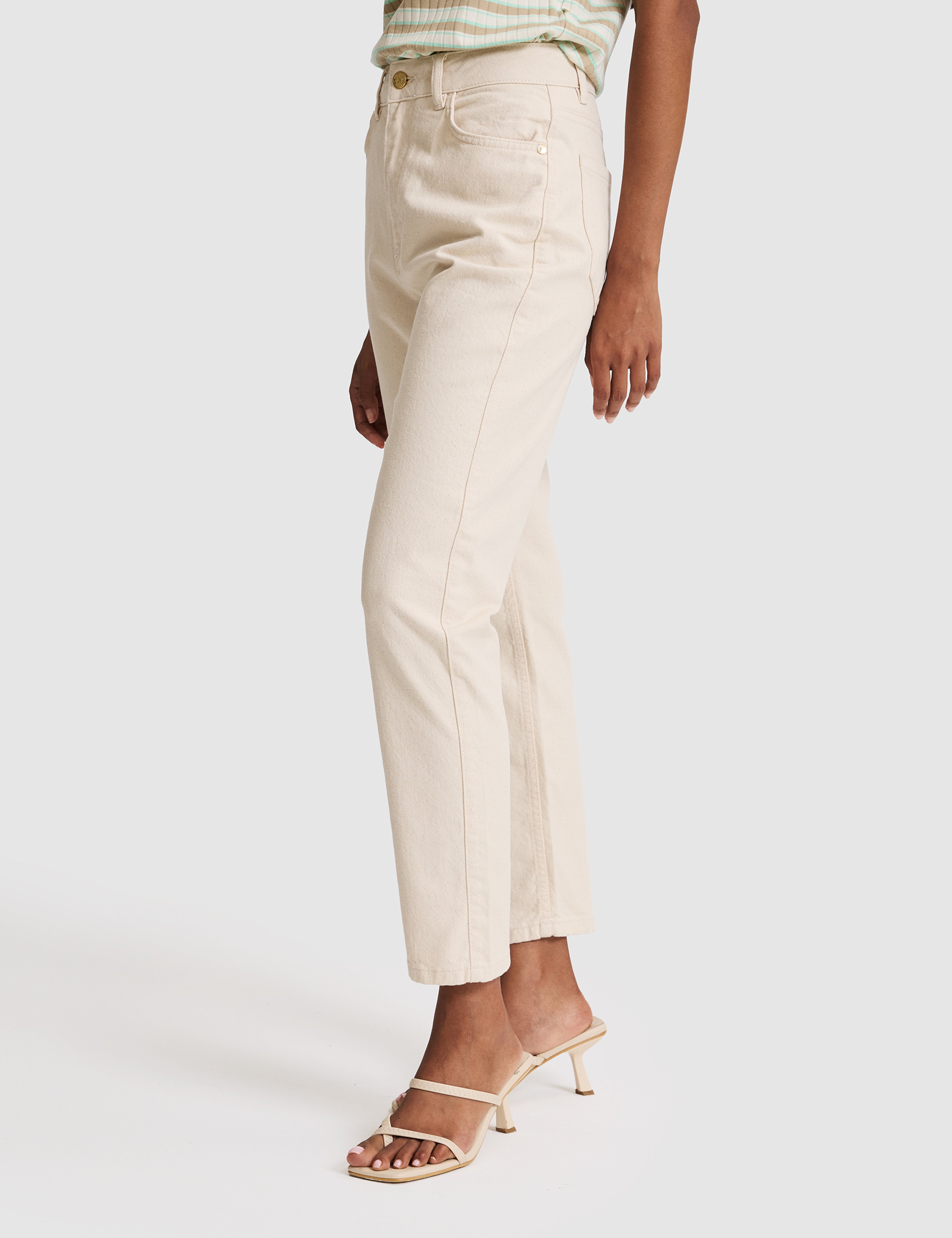 Bej Mom High Waist Fit Jean Pantolon
