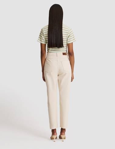 Bej Mom High Waist Fit Jean Pantolon
