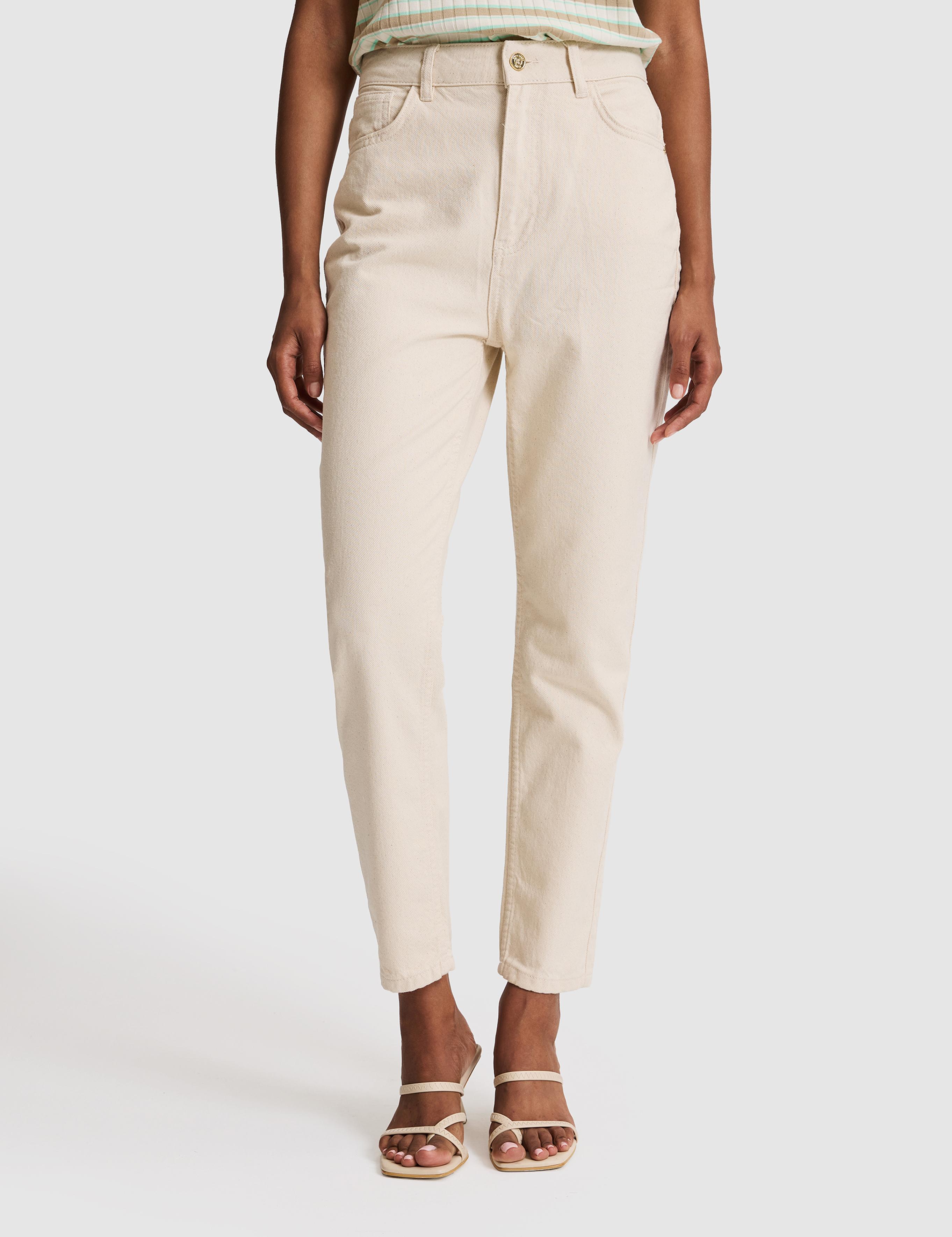 Bej Mom High Waist Fit Jean Pantolon