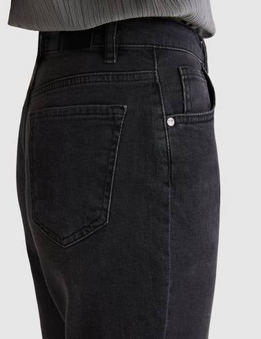 Antrasit Mom High Waist Fit Jean Pantolon