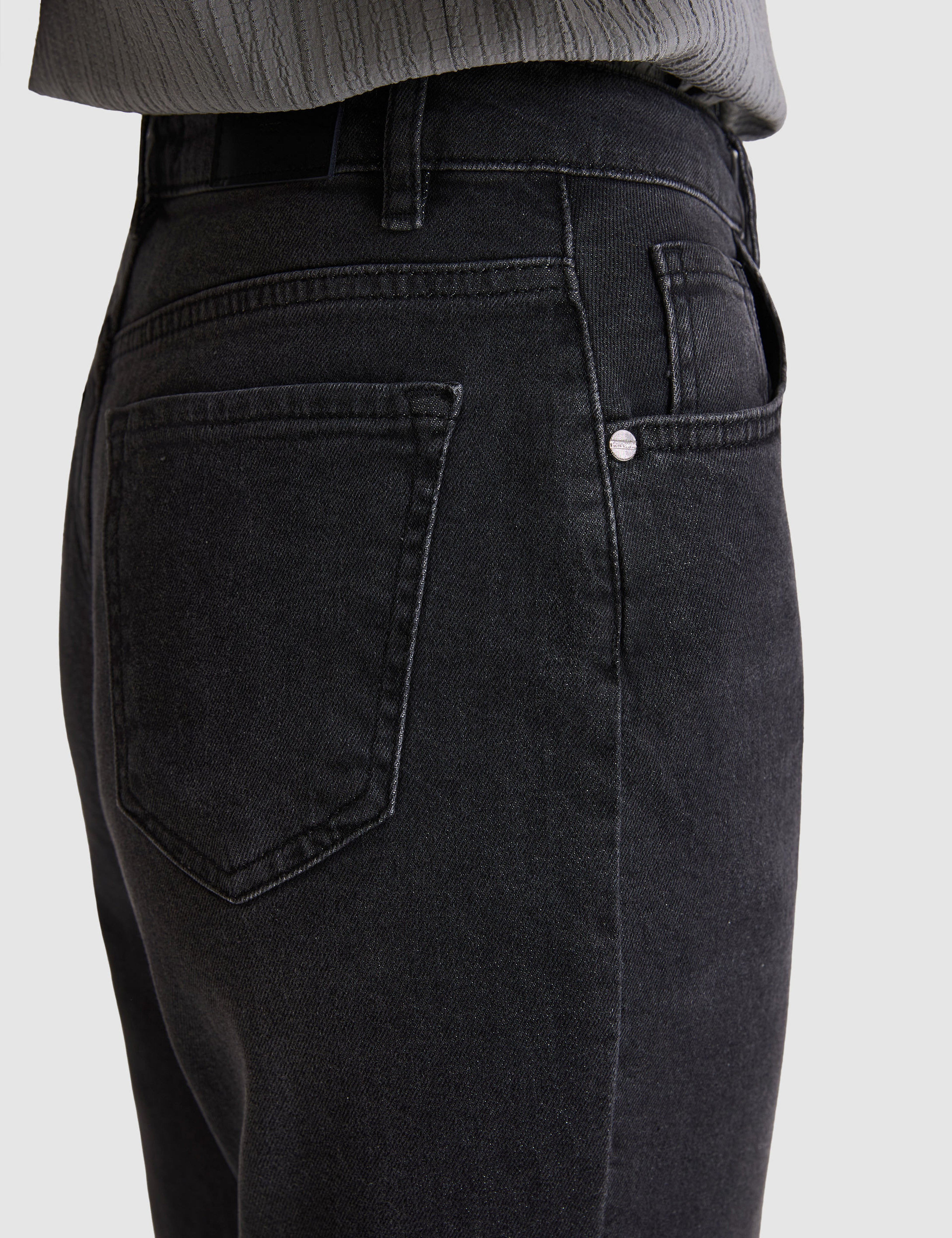 Antrasit Mom High Waist Fit Jean Pantolon
