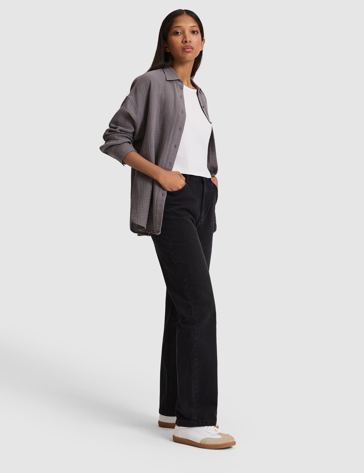 Siyah Straight Fit Jean Pantolon - 50318236002