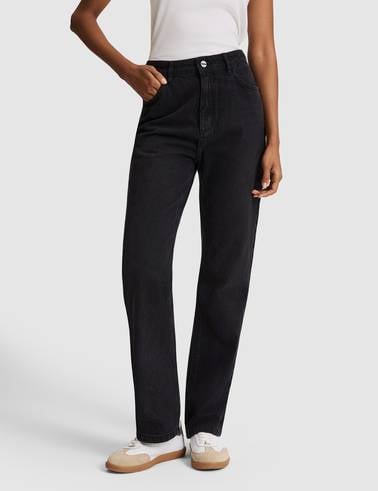 Siyah Straight Fit Jean Pantolon