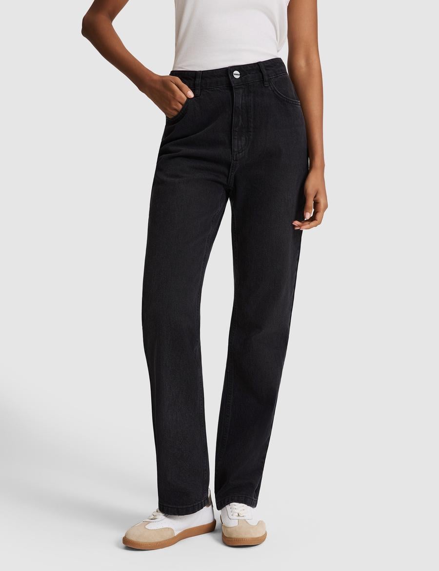 Siyah Straight Fit Jean Pantolon