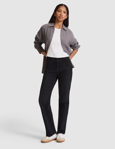 Siyah Straight Fit Jean Pantolon
