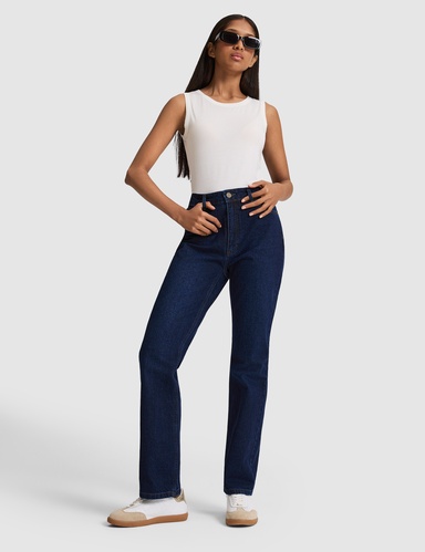 Lacivert Straight Fit Jean Pantolon