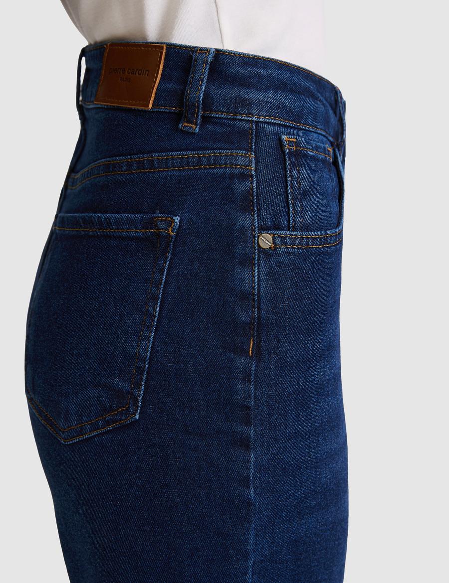 Koyu Mavi Mom High Waist Fit Jean Pantolon