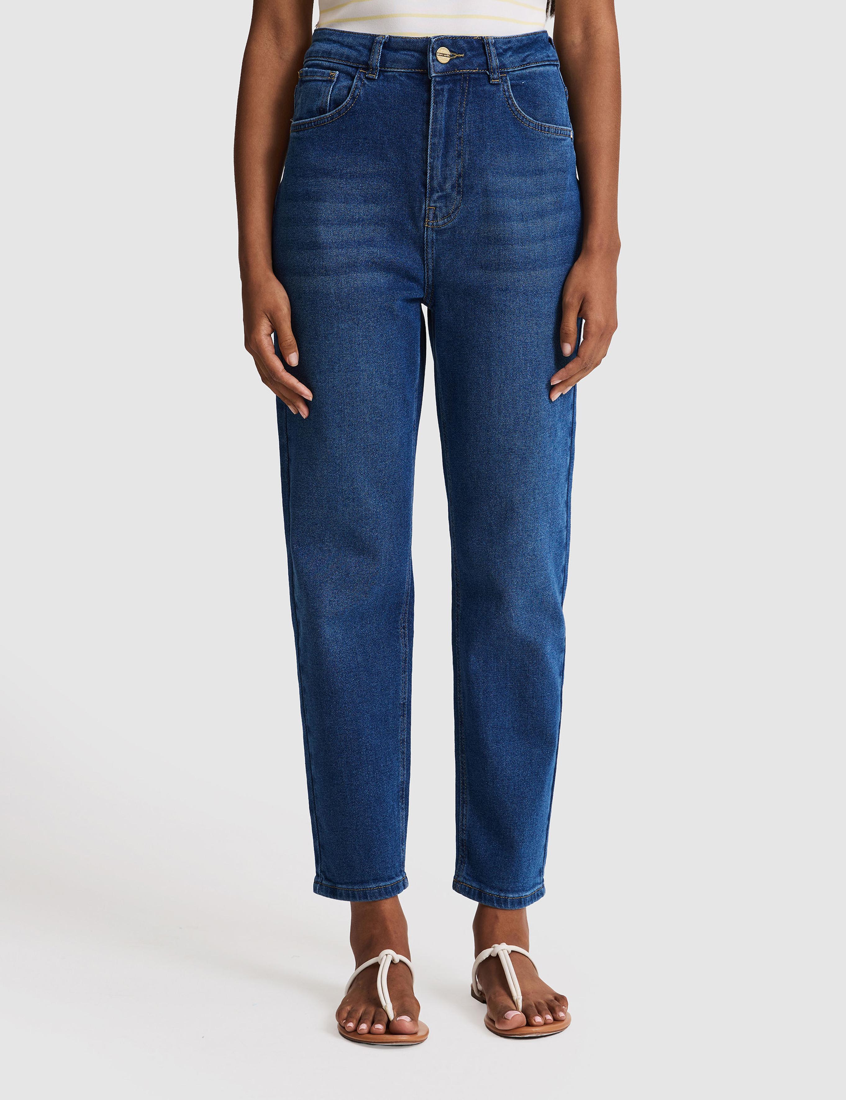 Açık Mavi Mom High Waist Fit Jean Pantolon