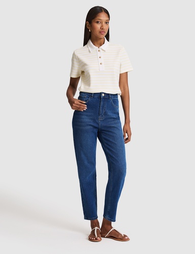 Açık Mavi Mom High Waist Fit Jean Pantolon